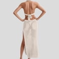 thumbnail image 5 of Womens Crochet Beach Cover Up Dress V-Neck Sleeveless Long Knit Halter Backless Bikini Wrap with Cut-Out, Summer Swimwear Cover Ups, 5 of 7