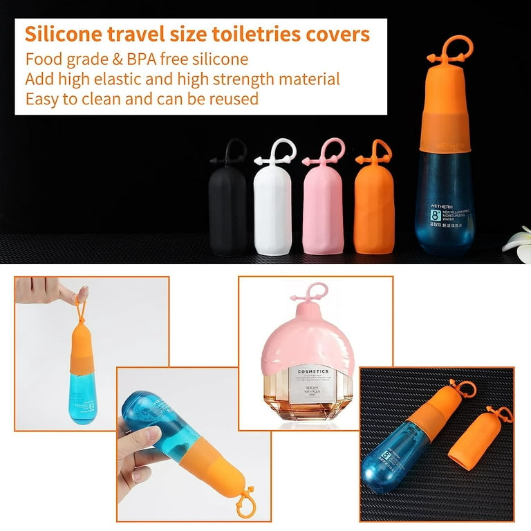 8pcs Travel Bottle Covers,Silicone Elastic Sleeves for Trave Containers,Reusable Travel Accessories for Leak Proofing in Luggage,Fit Most Toiletries