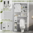 thumbnail image 4 of CozyHome Over The Toilet Storage Cabinet, Farmhouse Storage Cabinet Over Toilet with Sliding Barn Door, Home Space-Saving Toilet Rack, Behind Toilet Bathroom Organizer for Bathroom, White, 4 of 9