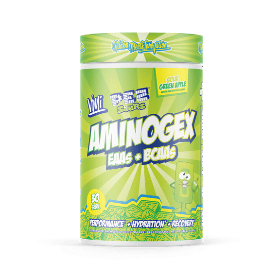 VMI Sports Aminogex Ultra | EAA   BCAA Powder | Amino Acid   Hydration Recovery Drink with Electrolytes, Betaine and Glutamine | (30 Servings) (PEZ Sour Green Apple)