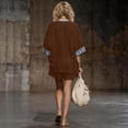 thumbnail image 3 of Delconic Women Bohemian Print V Neck Short Sleeve Top and Split Hem Shorts Two Piece Summer Set for Casual and Daily Wear Brown L, 3 of 6