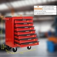 thumbnail image 5 of POVANLI  22-inch 7-Drawer Portable Tool Cart, Steel Tool Box with Stainless Steel Roof, Key Locking and 4 Steering Wheels, 200lbs Load Capacity for Garage, Workshop, Warehouse and Repair Shops (Red), 5 of 11