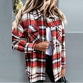 thumbnail image 2 of LYXSSBYX Winter Coats for Women Plus Clearance Women's Casual Fashion Woolen Plaid Shirt Pocket Long Sleeve Jacket, 2 of 5