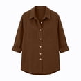 thumbnail image 7 of AherBiu Corduroy Shacket for Women Button down Shirt Lapel Collared Open Front Vintage Long Sleeve Tops with Pocket(Large,Brown), 7 of 7