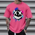 thumbnail image 2 of XIAONU XX Smiley Graphic Tees For Men Short Sleeve Crew Neck Pullover Splatter Shirts Breathable Casual Tops For Daily Wear, 2 of 4