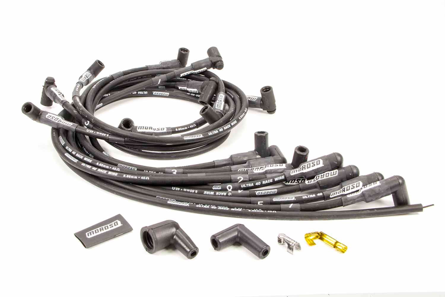 Moroso Ultra 40 Spark Plug Wire Set Spiral Core 8.65 mm Black SBC P/N