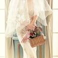 thumbnail image 3 of 1 Pc Rattan Woven Storage Basket Bride's Decorative Flower Container (Khaki), 3 of 8