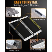2ft Aluminum Wheelchair Ramp, 600 lbs Capacity Portable Threshold Ramp with Non-Slip Surface & Safety Side Baffles, Rust-Resistant Folding Ramp for Home Steps, Garage & Vehicle Access