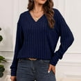 thumbnail image 5 of Free Shipping Womens Soft Long Sleeve V Neck Shirts Solid Casual Decorative Buttons Knitted Pullover Tunic Tops, 5 of 7