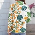 thumbnail image 5 of Womens Button Down Shirts Oversized Long Sleeve Floral Printed Blouses Casual Work Tops Drop Shoulder Outfit Clothes Orange M, 5 of 5