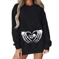 thumbnail image 2 of Yuhangmm Halloween Sweatshirts for Women Fashionable Casual Halloween Printed Hooded Zipper Sweatshirt for Women with Seasonal Graphic Black L, 2 of 5