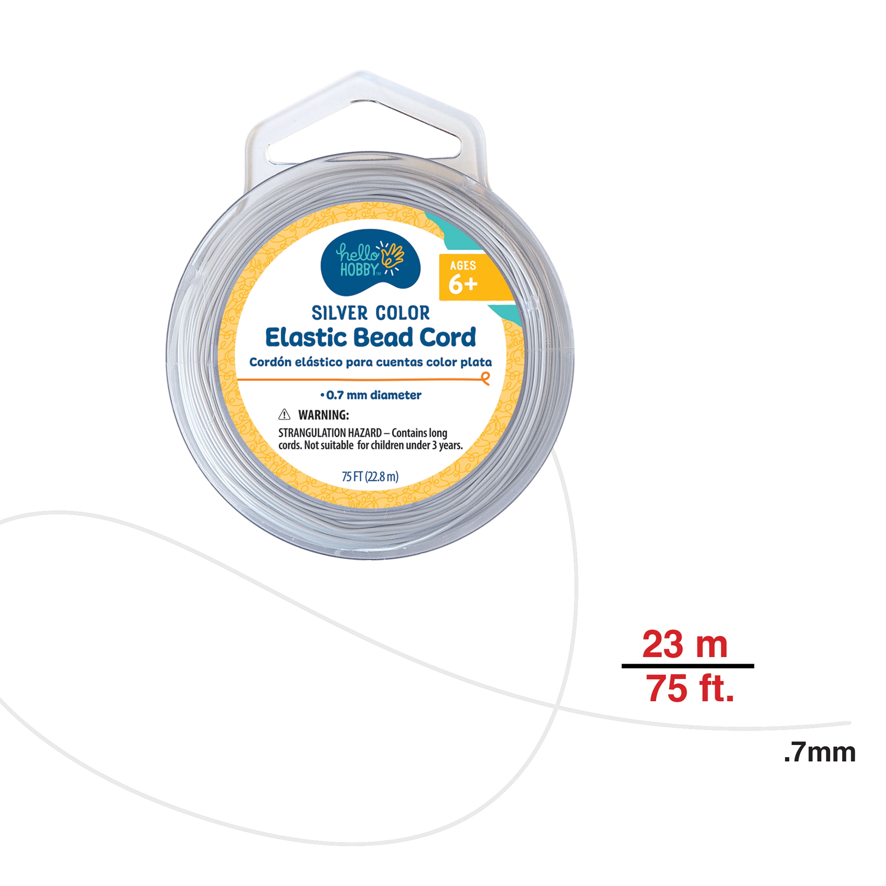 Hello Hobby Stretch Cord Silver 75ft