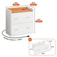 thumbnail image 6 of ModFusion 2-Drawer, 4-Metal Drawer Handle A4 Legal Letter File Hanging Rod Storage Organizer Wood Cabinet Charging Hub Station Printer Lamp Stand, White & Oak., 6 of 11