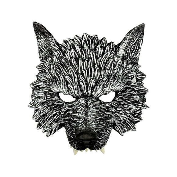 yingyy Mask Halloween Wolf Cosplay Masquerade Animal Masks For Activities 3D Three-dimensional Effect Silver
