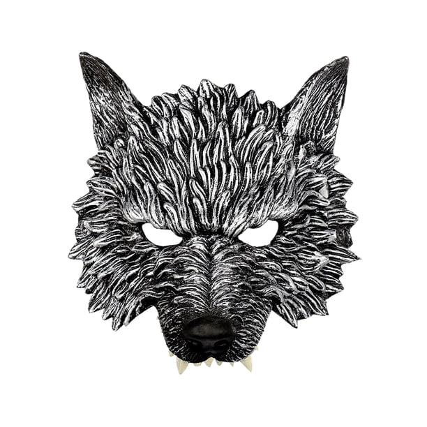 Máscara de Halloween Matsuzay PU máscaras de animales Cosplay decoración fiestas plata