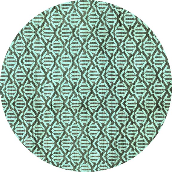 Ahgly Company Indoor Round Abstract Light Blue Modern Area Rugs, 6' Round