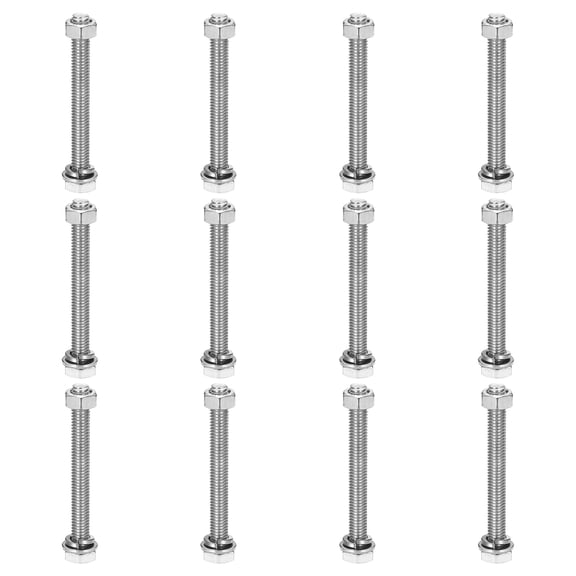 M6 x 55mm 304 Stainless Steel Hex Head Screws Bolts, Nuts, Flat & Lock Washers Assortment Kit, 12 Sets