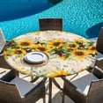 thumbnail image 5 of Country Star Sunflower Round Tablecloth 36-44 Inch Round Fitted Table Cloth with Elastic Edge, Vintage Rose Floral Farmhouse Waterproof Table Cover Protector for Outdoor Picnic Party Dining, 5 of 6