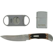 Schrade 1158666 Gift Tin Sawcut Derlin Cigar Cutter Lighter Fixed Knife Set