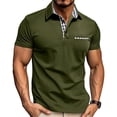 thumbnail image 2 of Adult Men's Polo Shirts Short Sleeve Button Tee Shirts Basic Green Mens Casual Outfits, 2 of 8