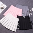 thumbnail image 4 of JINMGG Womens Plus Size Clearance $5 Fashion Women Solid Pleated A-Line Skirt Anti-Burnout High Waist Short Skirt White S, 4 of 9