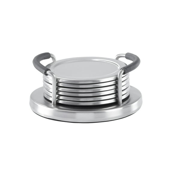 Mainstays Stainless Steel Coaster Set and Holder
