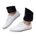 thumbnail image 3 of EliteGoogv Womens Canvas Shoes White Sneakers Lace Up Flat Shoes For Women Men Casual Sneakers Closed Toe Round Toe Summer Daily Shoes US: 7.5 White, 3 of 9