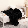 thumbnail image 6 of Fluffy Flannel Toddler Bed Blanket, Warm and Fuzzy Plush Stripes Crib Throw, 30 x 40 inches, Black, 6 of 7
