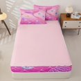thumbnail image 4 of Castle Fairy Glitter Mermaid Tail Tile Zipper Twin Comforter Sets with Fitted Sheet and 2 Pillowcases,Starfish Shell Pastel Scale Seamless Print Zipper Bedding Set,Hot Pink,Pink Reversible,4-Piece, 4 of 6