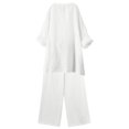 thumbnail image 6 of JFGHDG Linen Sets for Women 2 Piece 3/4 Sleeve Cotton Linen Tops and Wide Leg Pants Matching Sets Summer Beach Lounge Outfits White 3XL, 6 of 6