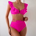thumbnail image 2 of ANINEO Women Swimwear V-Neck High Waist Flounce Bikini With Tie Design Classic Hawaii Summer Tropical Brazilian Beachwear, 2 of 8