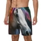 thumbnail image 1 of Balery Colorful Haired White Horse Bañador para hombre, shorts de playa de secado rápido con entrepierna y forro de compresión-Small, 1 of 6