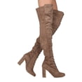 thumbnail image 2 of New Women Wild Diva Vanessa-03 Faux Suede Over The Knee Lace Up Block Heel Boot, 2 of 3