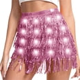 thumbnail image 2 of AGWOLF Women Tassel Sequin Skirt Sparkly Elastic High Waist Skirts Shiny Led Mini Skirts Fringe Belly Dance Hip Scarf Rave Party Outfit, 2 of 7