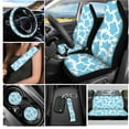 thumbnail image 2 of Yuyamidu 12 PCS Blue Cow Print Car Seat Covers Set Cute Steering Wheel Cover Seat Belt Pads Cup Coasters Chapstick Holder Key Chain Keychain Wristlet, 2 of 6
