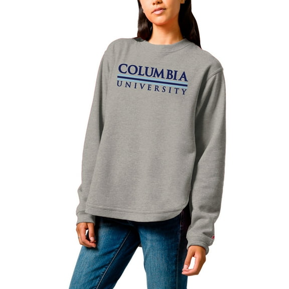 Women's League Collegiate Wear  Heather Gray Columbia University Victory Springs Tri-Blend Fleece Pullover Sweatshirt
