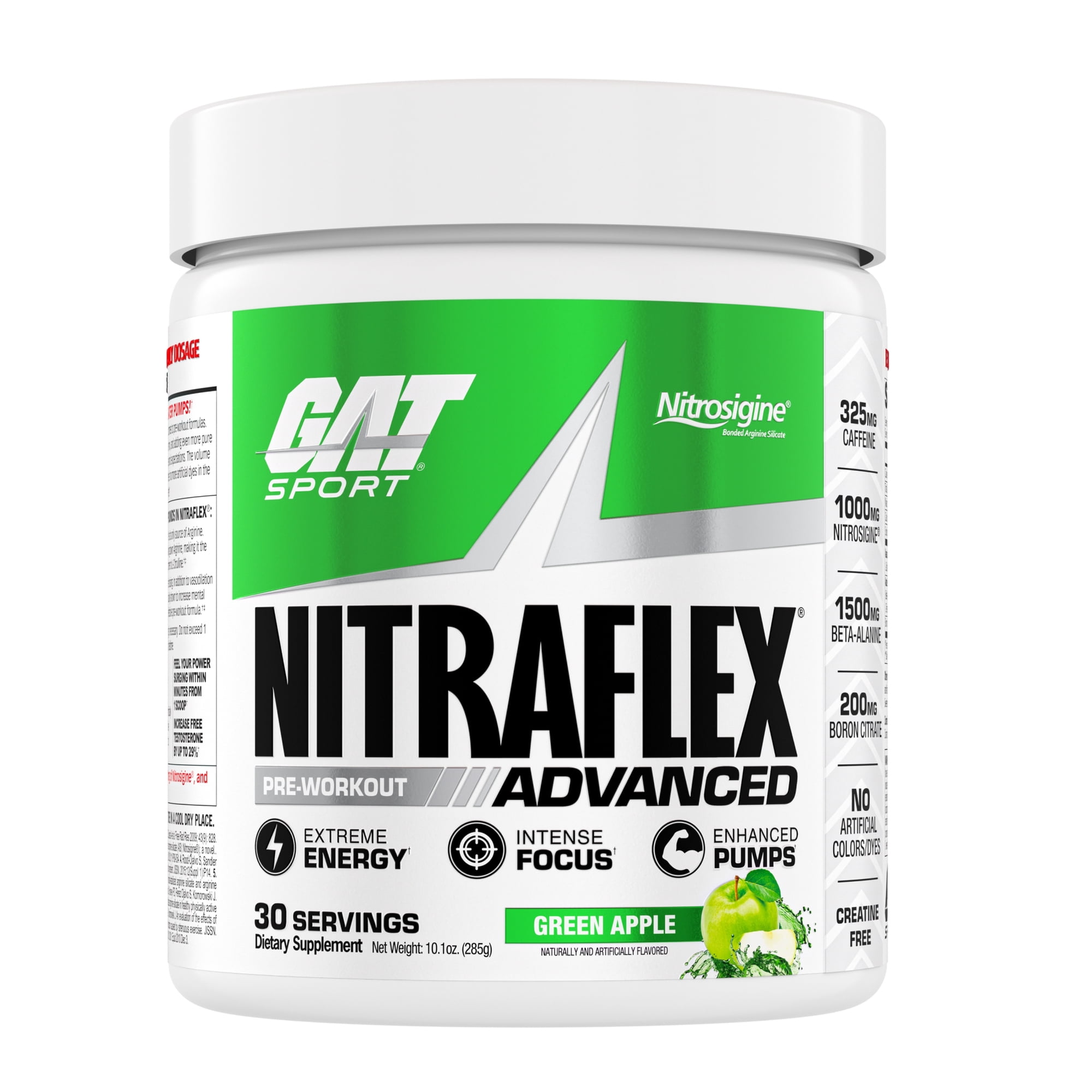 GAT SPORT NITRAFLEX ADVANCED, Green Apple, 10.1 oz (30 Servings)