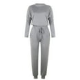 thumbnail image 4 of Outfmvch Workout Sets Two Piece Sets for Women Joggers for Women Long Sleeve Crewneck Tops Long Pants Tracksuit Sweatsuits Lounge Sets for Women Workout Sets for Women Z Grey 3XL, 4 of 7
