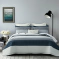 thumbnail image 3 of SLEEPBELLA Striped Quilt Set California King Size 3Pcs, Blue & Navy Striped Patchwork Pattern All Season Lightweight Coverlet Sets(Cal King 112x104, Blue Patchwork), 3 of 7