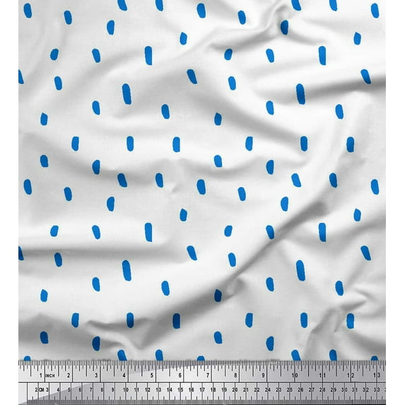 Soimoi Blue Cotton Voile Fabric Raindrops Nature Printed Craft Fabric by the Yard 42 Inch Wide
