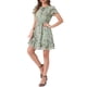 thumbnail image 4 of INSPIRE CHIC Vestido de Chifón Floral con Volantes y Manga de Volante, Cuello en V, Cintura Ajustable, por encima de la Rodilla, Talla XS, Verde Claro, 4 of 6