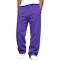 thumbnail image 2 of Hsovts Men's Loose Wide Leg Baggy Sweatpants Elastic Drawstring Waist Fleece Loungewear With Practical Side Pockets Purple XL, 2 of 7