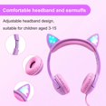 thumbnail image 4 of Auriculares Olyre para niños, control de volumen seguro de 85 dB, orejas de gato luminosas, 4 of 7