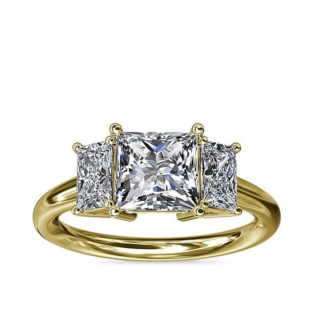 1.20 T.C.W Princess Shape Natural Diamond Latest Design Three Stone Wedding Ring for Ladies Solid 14K Yellow Gold Size 8