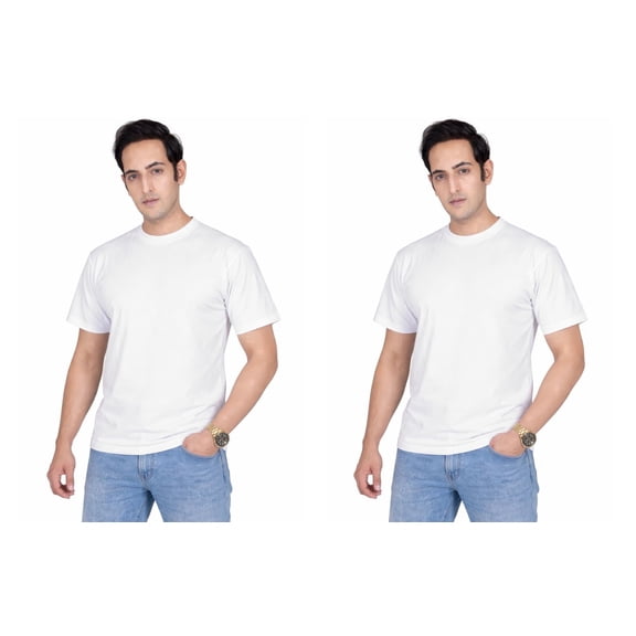 Qure Vintage Men’s Solid Crew Neck T-Shirt | Regular Fit Short Sleeve Cotton Casual Everyday Tee