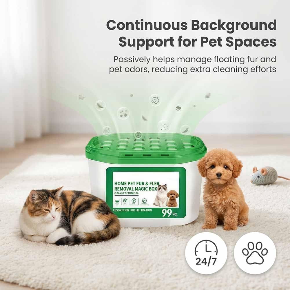 Home Pet Fur & Odor Removal Magic Box, 400ML Large Capacity Portable Air Purifier Box, Automatic Air Cleaner & Dust Collector for Home Bedroom Living Room Pet Areas (2PCS)