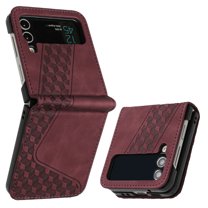 Mantto Slim Case For Samsung Galaxy Z Flip 3,Luxury PU Leather Magnetic Flip 360 Protection Shockproof Soft TPU Anti-Scratch Cover with Detachable Wrist Strap.For Samsung Galaxy Z Flip 3,Winered