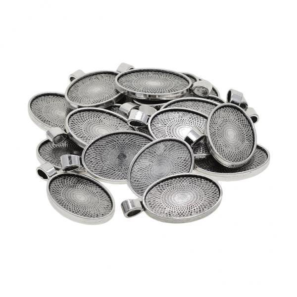 2x 20 Piezas 30x20 Mm Cabujón Colgante Bandejas de Ajuste Bricoje Joyería en Biseles Pta Antigua, , Halzgos de Fabricaci Gloria Joyas cabujón en blanco