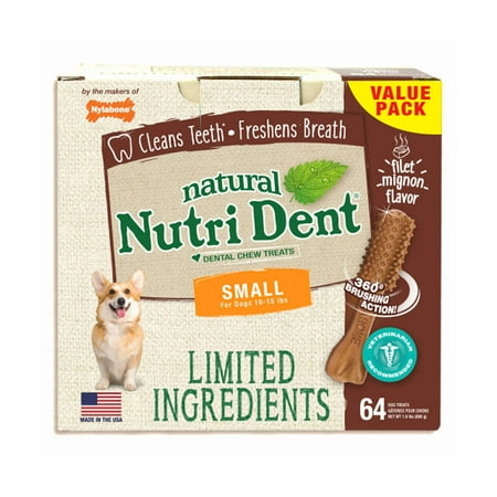 UPC: 0018214842811 | Nylabone Nutri Dent Limited Ingredient Dental Chews Filet Mignon Small 64 count