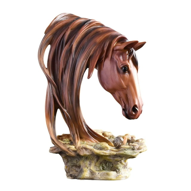 Estatua de cabeza de caballo, colección de escultura de caballo, adorno, figura decorativa para estantería, decoración de dormitorio, regalo de inaugu Vistoso